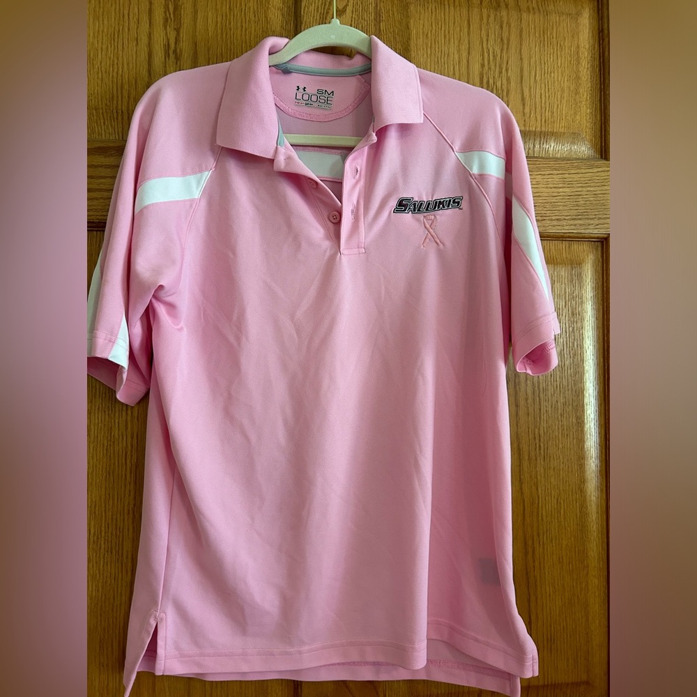 Men’s polo Under Armor SM loose fit- SIU breast cancer awareness